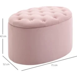 HOMCOM Pouf Contenitore Ovale Imbottito E Trapuntato In Velluto, 71x52x42cm, Rosa -Negozio al dettaglio VIDAXL || HOMCOM || Songmics 48391011 3