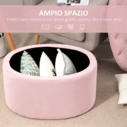 HOMCOM Pouf Contenitore Ovale Imbottito E Trapuntato In Velluto, 71x52x42cm, Rosa -Negozio al dettaglio VIDAXL || HOMCOM || Songmics 48391011 4