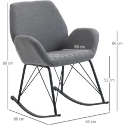 HOMCOM Sedia A Dondolo Moderna Imbottita In Metallo E Tessuto Per Soggiorno E Salotto, 65x80x88cm - Grigio 7 HOMCOM Sedia A Dondolo Moderna Imbottita In Metallo E Tessuto Per Soggiorno E Salotto, 65x80x88cm - Grigio -Negozio al dettaglio VIDAXL || HOMCOM || Songmics 48391015 3