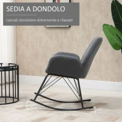 HOMCOM Sedia A Dondolo Moderna Imbottita In Metallo E Tessuto Per Soggiorno E Salotto, 65x80x88cm - Grigio 8 HOMCOM Sedia A Dondolo Moderna Imbottita In Metallo E Tessuto Per Soggiorno E Salotto, 65x80x88cm - Grigio -Negozio al dettaglio VIDAXL || HOMCOM || Songmics 48391015 4