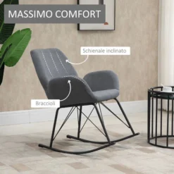 HOMCOM Sedia A Dondolo Moderna Imbottita In Metallo E Tessuto Per Soggiorno E Salotto, 65x80x88cm - Grigio 9 HOMCOM Sedia A Dondolo Moderna Imbottita In Metallo E Tessuto Per Soggiorno E Salotto, 65x80x88cm - Grigio -Negozio al dettaglio VIDAXL || HOMCOM || Songmics 48391015 5