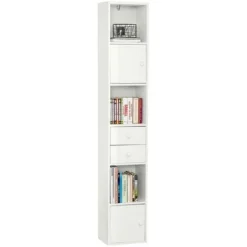 SoBuy Armadio Colonna Salvaspazio Mobiletto Salvaspazio Scaffale Alto Cassettiera Bagno Mobiletto Bagno STR10-W