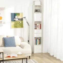 SoBuy Armadio Colonna Salvaspazio Mobiletto Salvaspazio Scaffale Alto Cassettiera Bagno Mobiletto Bagno STR10-W -Negozio al dettaglio VIDAXL || HOMCOM || Songmics 48887871 5