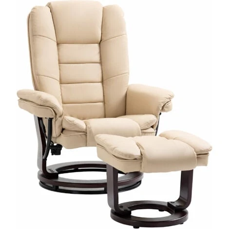 HOMCOM Set Poltrona Relax E Pouf Poggiapiedi, Girevole A 360° E Reclinabile, Similpelle PU 1 HOMCOM Set Poltrona Relax E Pouf Poggiapiedi, Girevole A 360° E Reclinabile, Similpelle PU