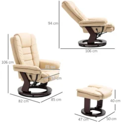 HOMCOM Set Poltrona Relax E Pouf Poggiapiedi, Girevole A 360° E Reclinabile, Similpelle PU 7 HOMCOM Set Poltrona Relax E Pouf Poggiapiedi, Girevole A 360° E Reclinabile, Similpelle PU -Negozio al dettaglio VIDAXL || HOMCOM || Songmics 49341412 3