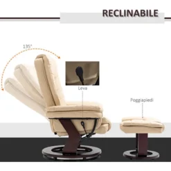 HOMCOM Set Poltrona Relax E Pouf Poggiapiedi, Girevole A 360° E Reclinabile, Similpelle PU 8 HOMCOM Set Poltrona Relax E Pouf Poggiapiedi, Girevole A 360° E Reclinabile, Similpelle PU -Negozio al dettaglio VIDAXL || HOMCOM || Songmics 49341412 4