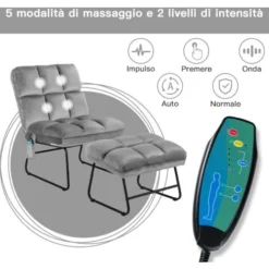 COSTWAY Poltrona Reclinabile Massaggiante Con Ottomana, 5 Modalità Di Vibrazione E 4 Motori Massaggianti, Divano Massaggiante Elettrico Con Telecomando (Grigio) -Negozio al dettaglio VIDAXL || HOMCOM || Songmics 49577688 3