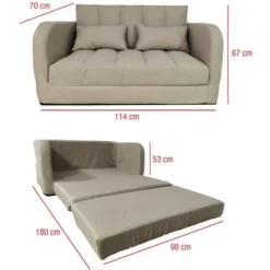 Rebeca Mobili Divano Letto Divanetto Pieghevole In Tessuto Beige Poliestere Da Soggiono -Negozio al dettaglio VIDAXL || HOMCOM || Songmics 49979031 3
