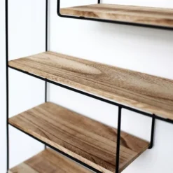 Mensola In Metallo Nero Con 4 Tavole In Legno - Mensola Rettangolare - 55x45x11 Cm -Negozio al dettaglio VIDAXL || HOMCOM || Songmics 50254503 5