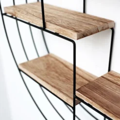 Mensola In Metallo Nero Con 4 Tavole In Legno - Mensola A Cerchio - 50x11 Cm 8 Mensola In Metallo Nero Con 4 Tavole In Legno - Mensola A Cerchio - 50x11 Cm -Negozio al dettaglio VIDAXL || HOMCOM || Songmics 50254521 4