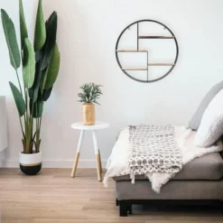 Mensola In Metallo Nero Con 4 Tavole In Legno - Mensola A Cerchio - 50x11 Cm 9 Mensola In Metallo Nero Con 4 Tavole In Legno - Mensola A Cerchio - 50x11 Cm -Negozio al dettaglio VIDAXL || HOMCOM || Songmics 50254521 5