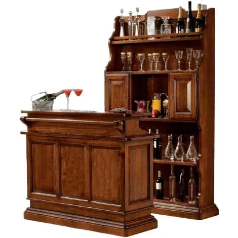 MOBILI 2G - MOBILE BAR CLASSICO ARTE POVERA IN LEGNO DI PIOPPO TINTA NOCE 2 MOBILI 2G - MOBILE BAR CLASSICO ARTE POVERA IN LEGNO DI PIOPPO TINTA NOCE - immagine 2