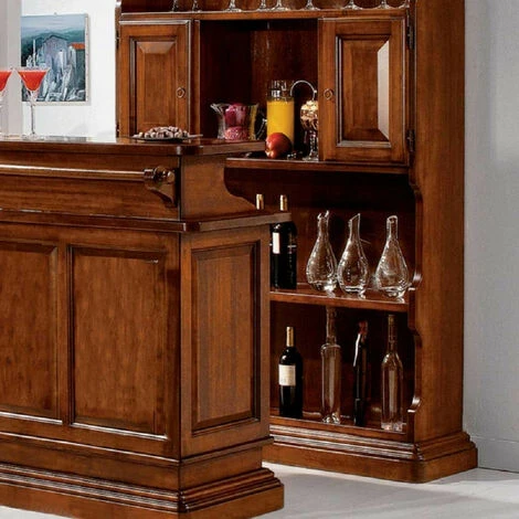 MOBILI 2G - MOBILE BAR CLASSICO ARTE POVERA IN LEGNO DI PIOPPO TINTA NOCE 5 MOBILI 2G - MOBILE BAR CLASSICO ARTE POVERA IN LEGNO DI PIOPPO TINTA NOCE - immagine 5