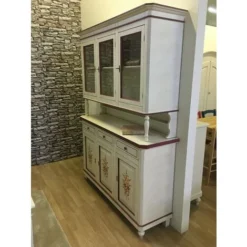 MOBILI 2G - CRISTALLIERA NAPOLETANA ARTE POVERA BIANCO INVECCHIATO CON DECORI L.150 P.43 H.213 -Negozio al dettaglio VIDAXL || HOMCOM || Songmics 50392561 3