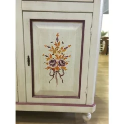 MOBILI 2G - CRISTALLIERA NAPOLETANA ARTE POVERA BIANCO INVECCHIATO CON DECORI L.150 P.43 H.213 -Negozio al dettaglio VIDAXL || HOMCOM || Songmics 50392561 4