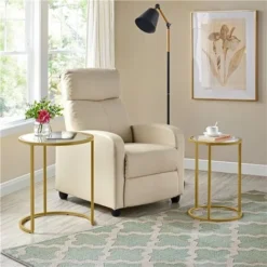 Yaheetech Set Di 2 Tavolini Rotondi In Vetro, Per Soggiorno, Design Moderno, Struttura In Metallo Dorato, 49,5 X 49,5 X 59 Cm Oro 9 Yaheetech Set Di 2 Tavolini Rotondi In Vetro, Per Soggiorno, Design Moderno, Struttura In Metallo Dorato, 49,5 X 49,5 X 59 Cm Oro -Negozio al dettaglio VIDAXL || HOMCOM || Songmics 50413560 5