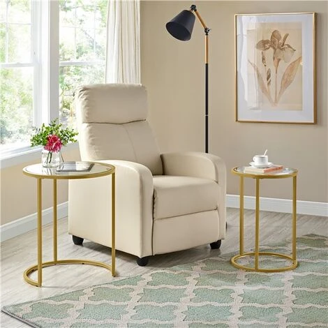 Yaheetech Set Di 2 Tavolini Rotondi In Vetro, Per Soggiorno, Design Moderno, Struttura In Metallo Dorato, 49,5 X 49,5 X 59 Cm Oro 5 Yaheetech Set Di 2 Tavolini Rotondi In Vetro, Per Soggiorno, Design Moderno, Struttura In Metallo Dorato, 49,5 X 49,5 X 59 Cm Oro - immagine 5