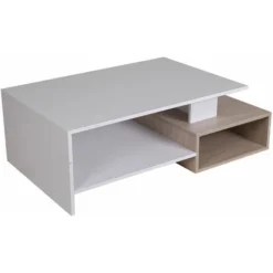 Tavolino Divano Salotto Rettangolare Design Moderno Legno 4 Ripiani Bianco Oak -Negozio al dettaglio VIDAXL || HOMCOM || Songmics 50457338 4