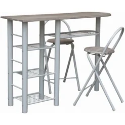 BANCO CUCINA E 2 SGABELLI BRISTOL120 X 40 X H 88 CM MDF E METALLO BIANCO