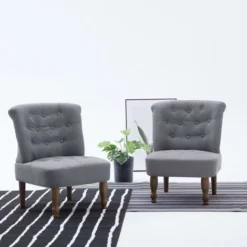 Poltrona In Stile Francese Grigio Chiaro In Tessuto