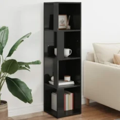 Armadio Angolare Nero Lucido 33x33x132 Cm In Truciolato