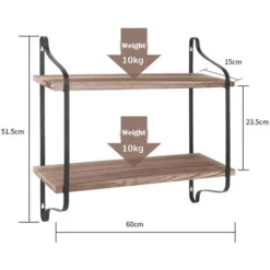 Scaffale Mensole Da Parete Mensole Da Muro Libreria Muro In Metallo Legno Design Industriale Moderno A 2 Livelli -Negozio al dettaglio VIDAXL || HOMCOM || Songmics 51189442 3