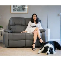 Divano Relax 2 Posti Con Braccioli In Ecopelle Grigio - Alice -Negozio al dettaglio VIDAXL || HOMCOM || Songmics 51203743 3