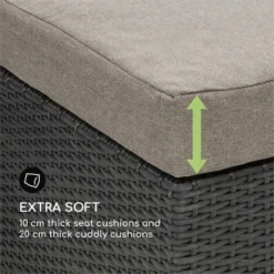 Blumfeldt Theia Lounge Set Mobili Da Giardino Divano Sgabello 5 Cuscini Nero -Negozio al dettaglio VIDAXL || HOMCOM || Songmics 51250597 4