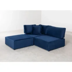 SKLUM Divano Componibile Ad Angolo 2 Pezzi Con Puff In Velluto Kata Blu -Negozio al dettaglio VIDAXL || HOMCOM || Songmics 51383117 4