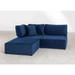 SKLUM Divano Componibile Ad Angolo 2 Pezzi Con Puff In Velluto Kata Blu -Negozio al dettaglio VIDAXL || HOMCOM || Songmics 51383117 5