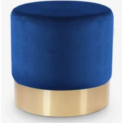 Pouf Poggiapiedi Sgabello Basso Imbottito Rotondo Design Velluto Rossetto Colore: Blu -Negozio al dettaglio VIDAXL || HOMCOM || Songmics 51760968 3