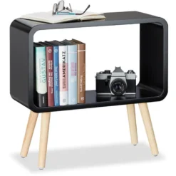 Relaxdays 1002192946 Tavolino Da Salotto E Comodino Basso, HxLxP: 50 X 53 X 20 Cm, Moderno, Legno MDF, Nero