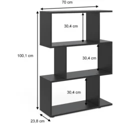 Scaffale Divisorio „Levio“ Nero Con 3 Scomparti Vicco -Negozio al dettaglio VIDAXL || HOMCOM || Songmics 52052857 3