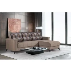 Divano Letto Ad Angolo 254X152 Cm Dubai Colore Marrone Marrone