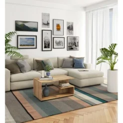 Tavolino Salotto, Tavolino Caffè Moderno Salotto Rettangolare 90x45x51 - Colore: Larice