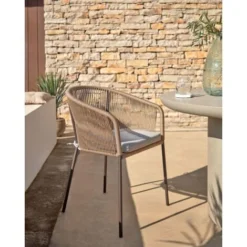 Kave Home - Sedia Yanet In Corda Beige E Gambe In Acciaio Zincato -Negozio al dettaglio VIDAXL || HOMCOM || Songmics 52725707 4