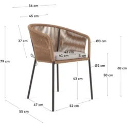 Kave Home - Sedia Yanet In Corda Beige E Gambe In Acciaio Zincato -Negozio al dettaglio VIDAXL || HOMCOM || Songmics 52725707 5