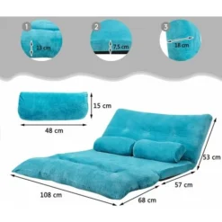 COSTWAY Divano Da Terra, Divano Letto Multifunzionale Regolabile In 6 Posizioni Con 2 Cuscini, Con Fodera In Camoscio Per Camera Da Letto Salone Balcone (Blu) 9 COSTWAY Divano Da Terra, Divano Letto Multifunzionale Regolabile In 6 Posizioni Con 2 Cuscini, Con Fodera In Camoscio Per Camera Da Letto Salone Balcone (Blu) -Negozio al dettaglio VIDAXL || HOMCOM || Songmics 52971012 5