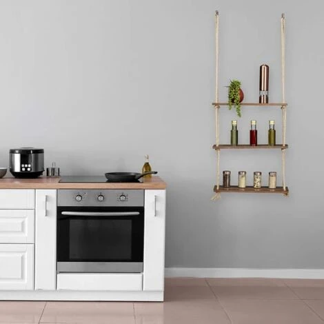 Mensole Sospese Da Muro Mensole Da Parete Mensole Con Corda 3 Ripiano Per Camera 4 Mensole Sospese Da Muro Mensole Da Parete Mensole Con Corda 3 Ripiano Per Camera - immagine 4