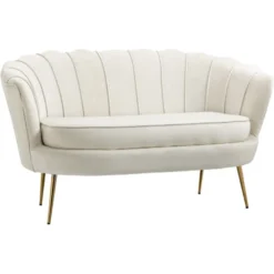 HOMCOM Divano Vintage 2 Posti Industrial Chic, Divanetto Francese Per Ingresso In Velluto, 130x77x77cm