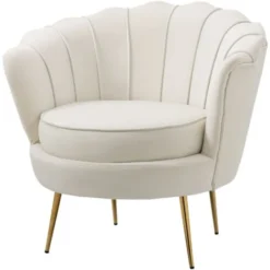 HOMCOM Poltrona Di Design Stile Vintage Imbottita In Velluto, 179x77x77cm, Crema