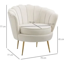 HOMCOM Poltrona Di Design Stile Vintage Imbottita In Velluto, 179x77x77cm, Crema -Negozio al dettaglio VIDAXL || HOMCOM || Songmics 53540880 3