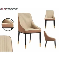 Poltrona Righe Beige Ecopelle Acciaio (51 X 92 X 65 Cm)