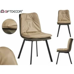 Poltrona Beige Tasti Ecopelle Acciaio (47 X 85 X 62 Cm)