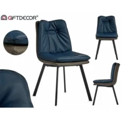 Poltrona Azzurro Tasti Ecopelle Acciaio (47 X 85 X 62 Cm)