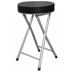 Sgabello Pieghevole Con Seduta In Pvc E Struttura In Metallo 30x30cm/H50cm Nero