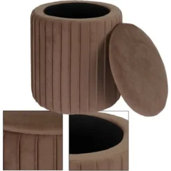 Pouf Contenitore Velluto Marrone Poggiapiedi Salvaspazio Arredo Soggiorno Camera -Negozio al dettaglio VIDAXL || HOMCOM || Songmics 53963909 3