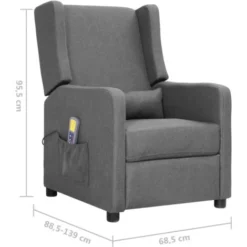 Poltrona Massaggiante In Tessuto Grigio Chiaro VidaXL -Negozio al dettaglio VIDAXL || HOMCOM || Songmics 54004106 3