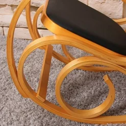 Nova Sedia A Dondolo Struttura In Legno Chiaro Seduta In Tessuto Design Classico Colore : Nero -Negozio al dettaglio VIDAXL || HOMCOM || Songmics 54080149 4