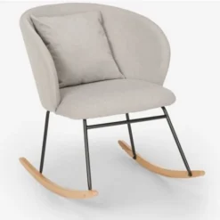 Sedia A Dondolo Moderna Poltrona Soggiorno Legno Cuscino Houpa